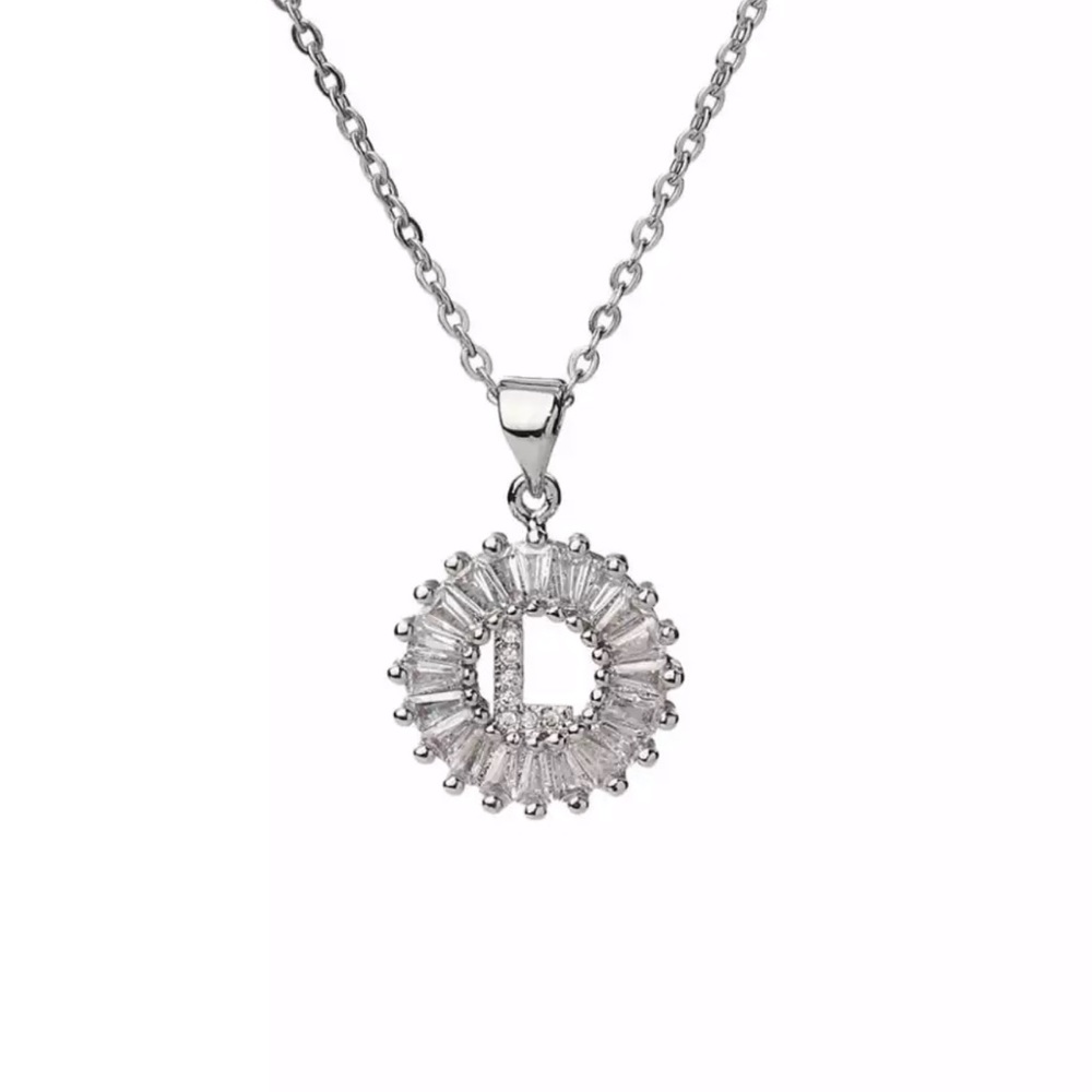 Silver Initial Crystal Pendant Necklace A-Z - Picture 7 of 7